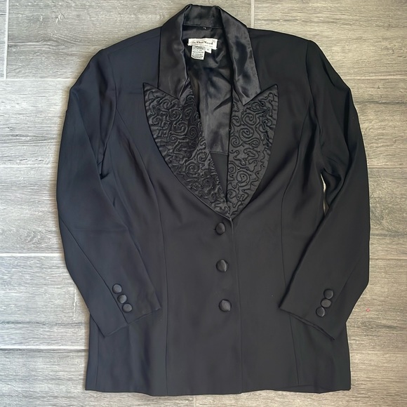 Vintage Black Holiday Shiny Blazer Sequin Collar - Picture 1 of 5